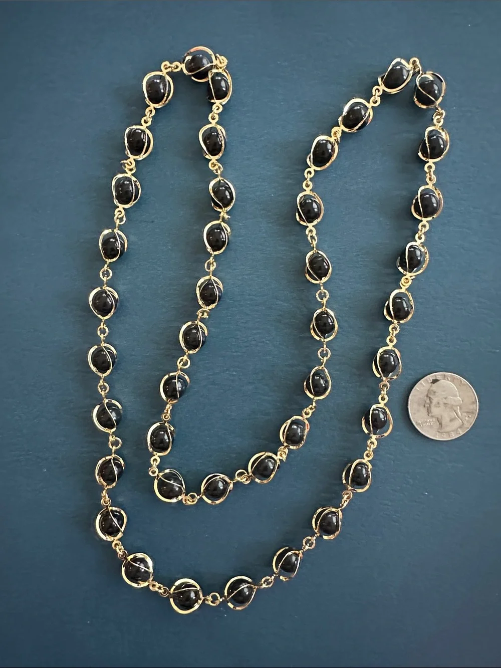 Vintage Black Onyx Gemstone Necklace